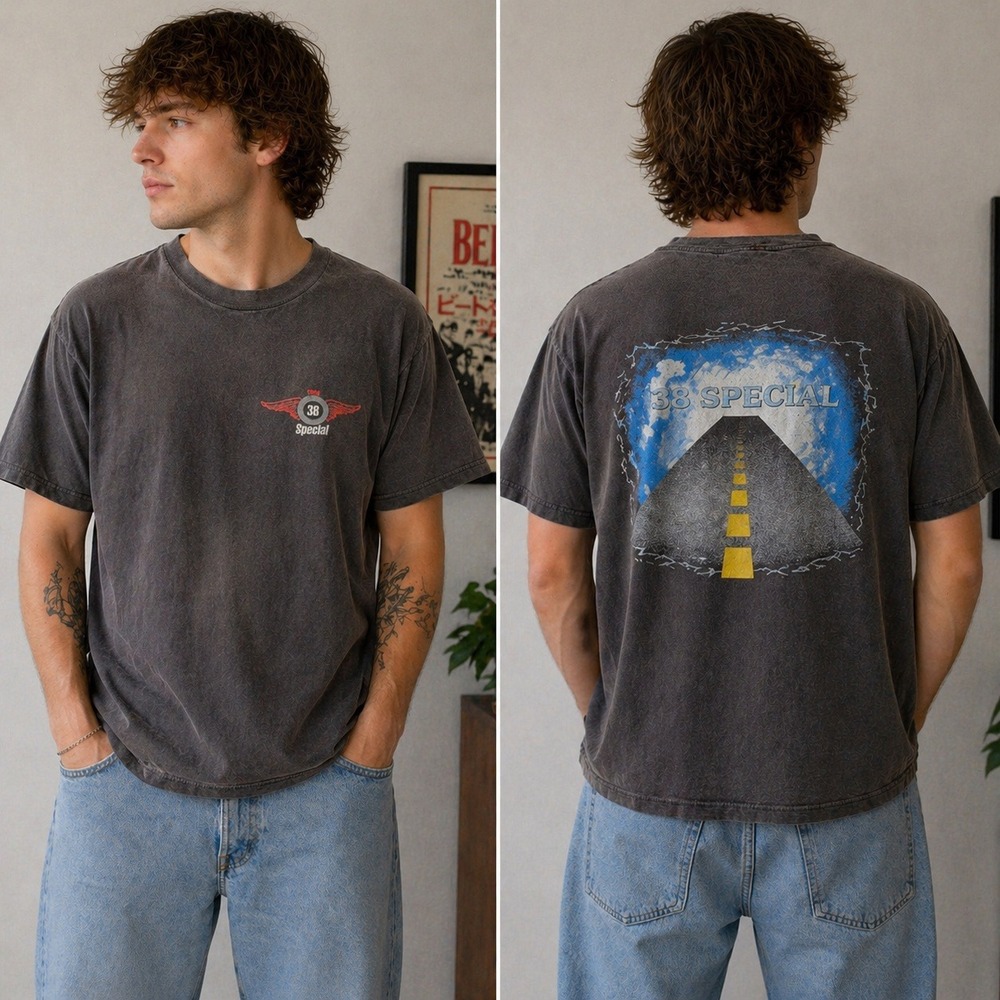 Vintage 1998 38 Special Band T Shirt Tour Graphic Faded Black Men's‎ Size Large